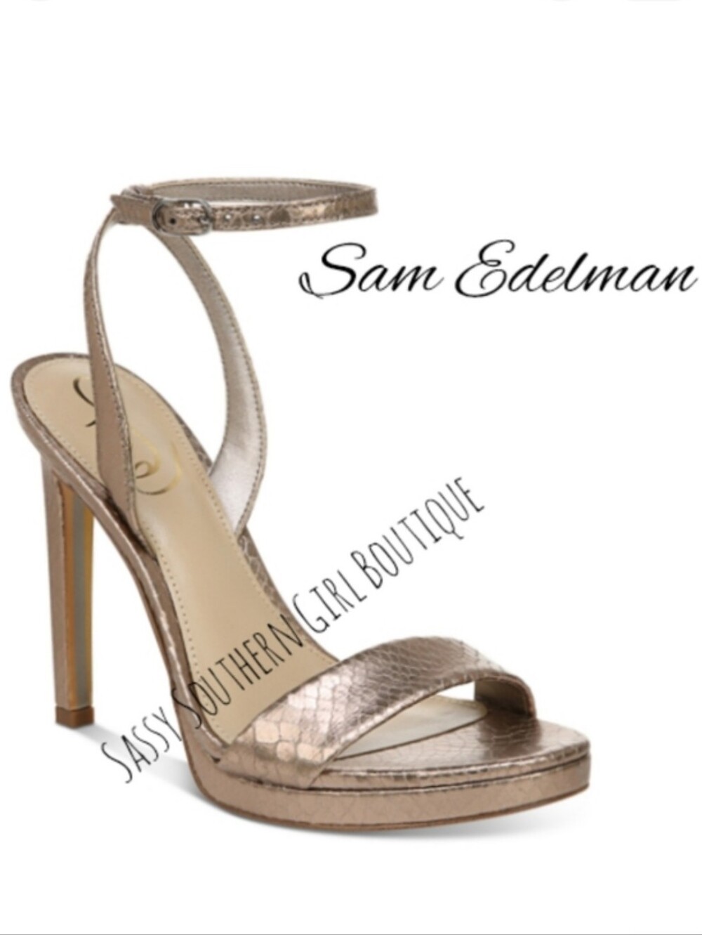🆕⭐Sam Edelman Pewter snakeskin heels